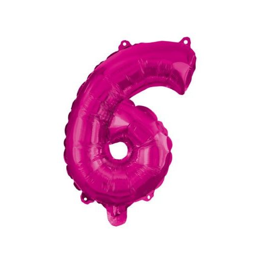 Rózsaszín Hot Pink 6-os szám fólia lufi 95 cm