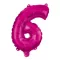Rózsaszín Hot Pink 6-os szám fólia lufi 95 cm