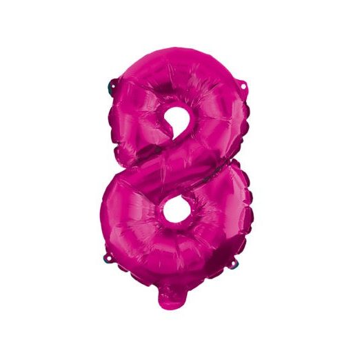 Rózsaszín Hot Pink 8-as szám fólia lufi 95 cm