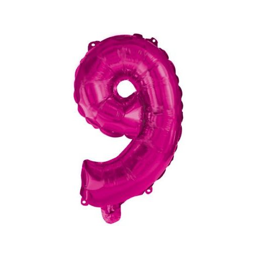 Rózsaszín Hot Pink 9-es szám fólia lufi 95 cm