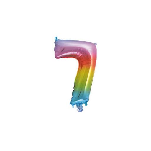 Színes Multicolour Metallic mini 7-es szám fólia lufi 34 cm