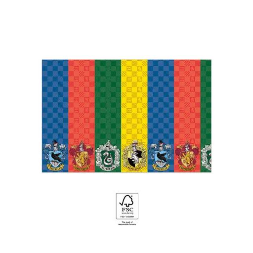 Harry Potter Hogwarts Houses papír asztalterítő 120x180 cm FSC