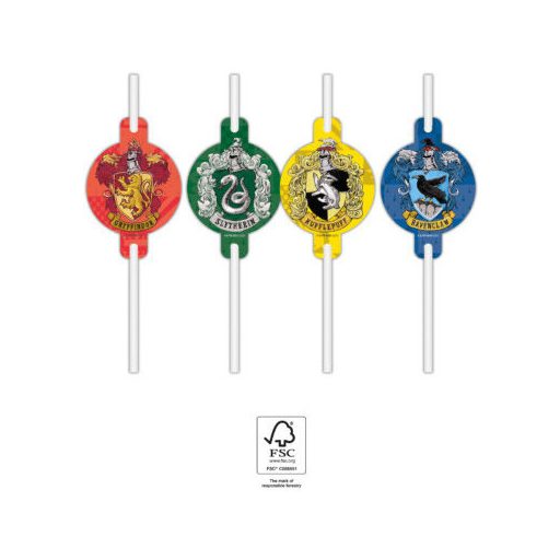 Harry Potter Hogwarts Houses papír szívószál 4 db-os szett FSC