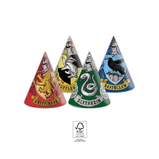 Harry Potter Hogwarts Houses parti kalap, csákó 6 db-os FSC