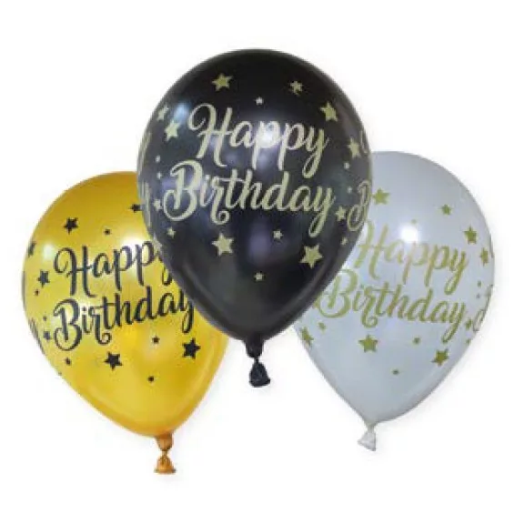 Happy Birthday Stars léggömb, lufi 6 db-os Happy Birthday Stars léggömb, lufi 6 db-os