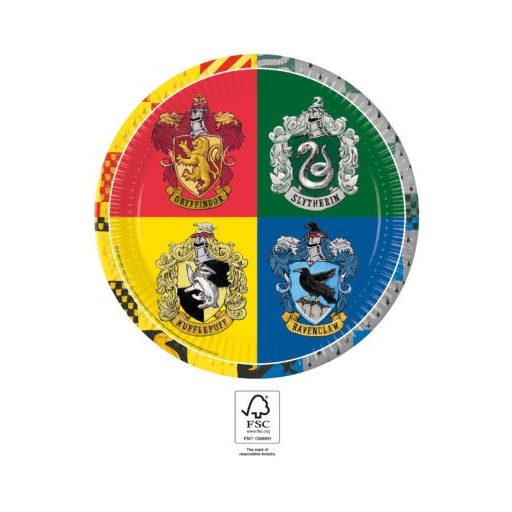 Harry Potter Hogwarts Houses papírtányér 8 db-os 23 cm FSC
