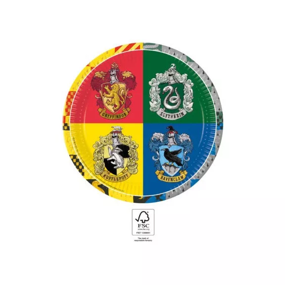 Harry Potter Hogwarts Houses papírtányér 8 db-os 23 cm FSC