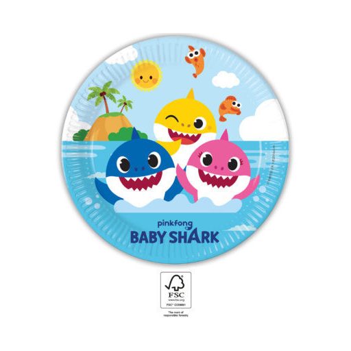 Baby Shark Fun in the Sun papírtányér 8 db-os 23 cm FSC
