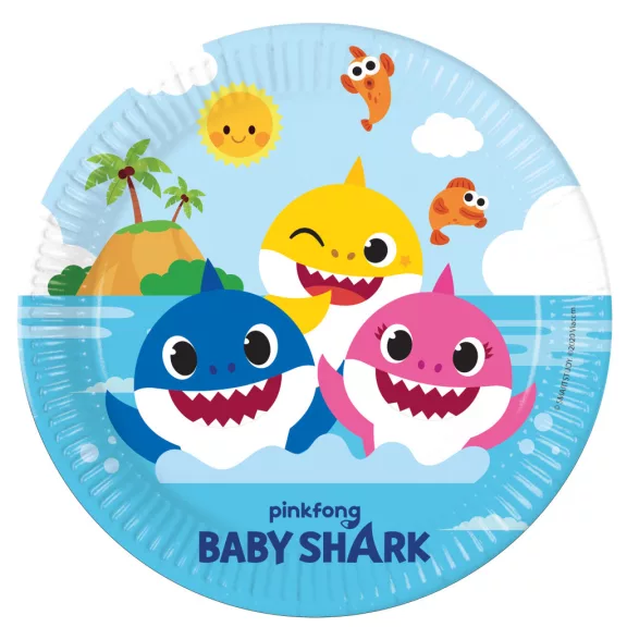 Baby Shark Fun in the Sun papírtányér 8 db-os 23 cm FSC Baby Shark Fun in the Sun papírtányér 8 db-os 23 cm FSC