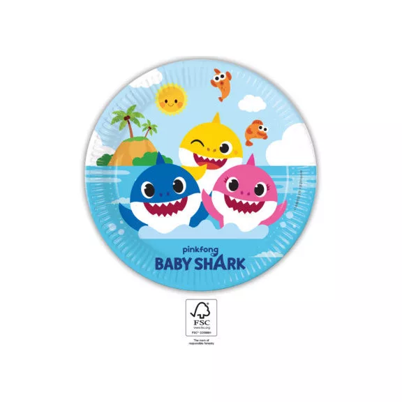 Baby Shark Fun in the Sun papírtányér 8 db-os 23 cm FSC
