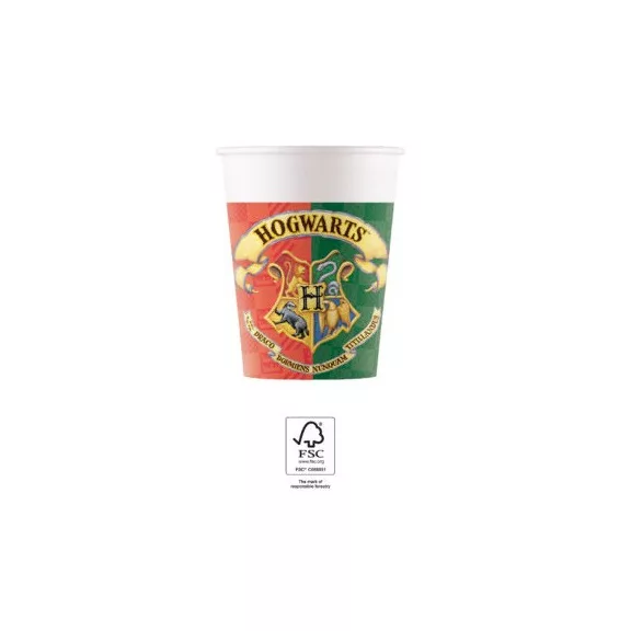 Harry Potter Hogwarts Houses papír pohár 8 db-os 200 ml FSC