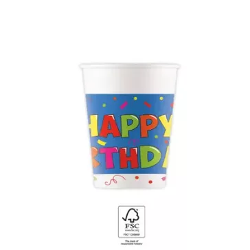Happy Birthday Kokliko papír pohár 8 db-os 200 ml FSC