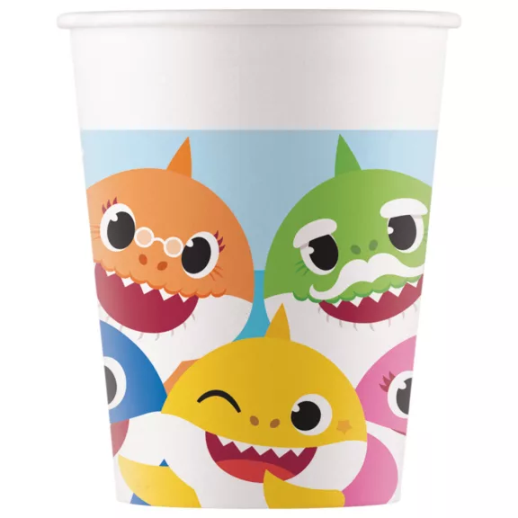 Baby Shark Fun in the Sun papír pohár 8 db-os 200 ml FSC Baby Shark Fun in the Sun papír pohár 8 db-os 200 ml FSC