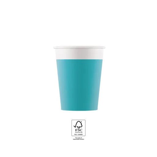 Unicolour Tirquoise, Kék papír pohár 8 db-os 200 ml FSC