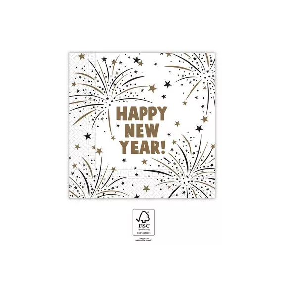 Happy New Year Flares szalvéta 20 db-os 33x33 cm FSC Happy New Year Flares szalvéta 20 db-os 33x33 cm FSC