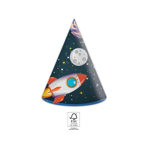 Űr Rocket Space parti kalap, csákó 6 db-os FSC