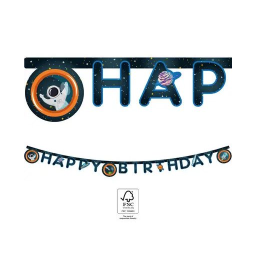 Űr Happy Birthday Rocket Space felirat FSC 2 m