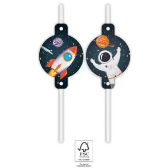 Űr Rocket Space papír szívószál, 4 db-os szett FSC