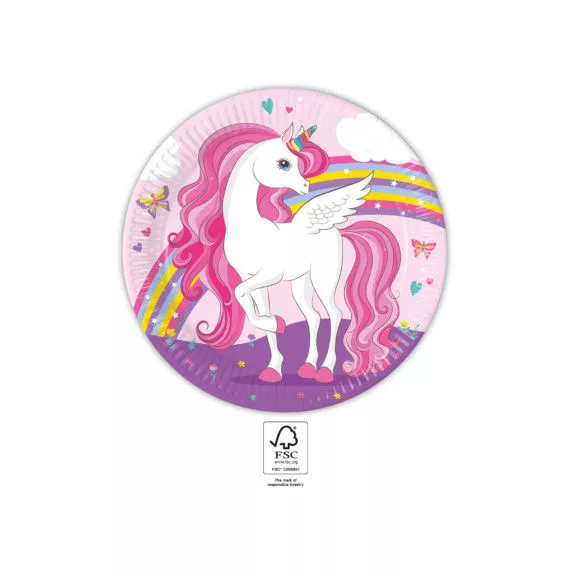 Unikornis Rainbow Colors papírtányér 8 db-os 23 cm FSC Unikornis Rainbow Colors papírtányér 8 db-os 23 cm FSC