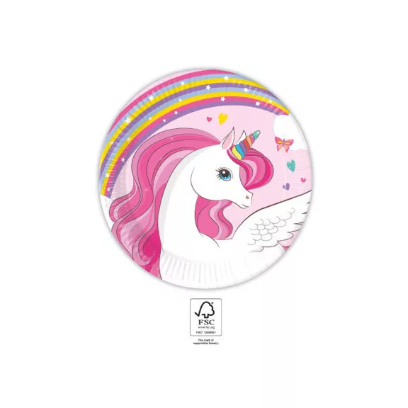 Unikornis Rainbow Colors papírtányér 8 db-os 20 cm FSC Unikornis Rainbow Colors papírtányér 8 db-os 20 cm FSC