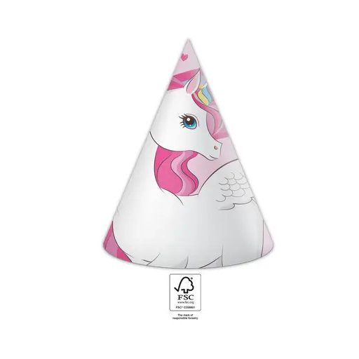 Unikornis Rainbow Colors parti kalap, csákó 6 db-os FSC