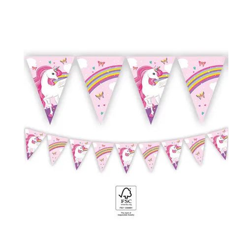 Unikornis Rainbow Colors zászlófüzér FSC 2,3 m