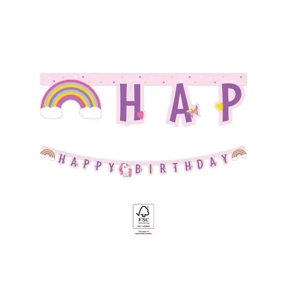 Unikornis Rainbow Colors Happy Birthday felirat FSC 2 m Unikornis Rainbow Colors Happy Birthday felirat FSC 2 m