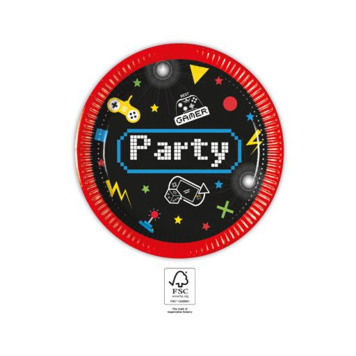 Gaming Party papírtányér 8 db-os 20 cm FSC