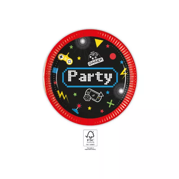 Gaming Party papírtányér 8 db-os 20 cm FSC Gaming Party papírtányér 8 db-os 20 cm FSC