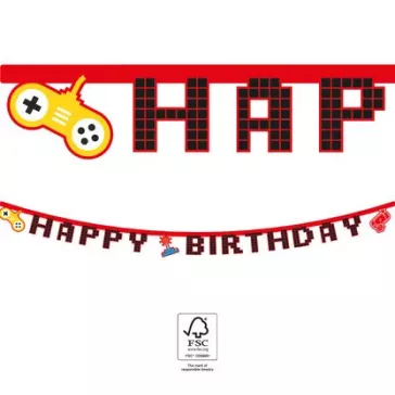 Gaming Party Happy Birthday felirat FSC 2 m