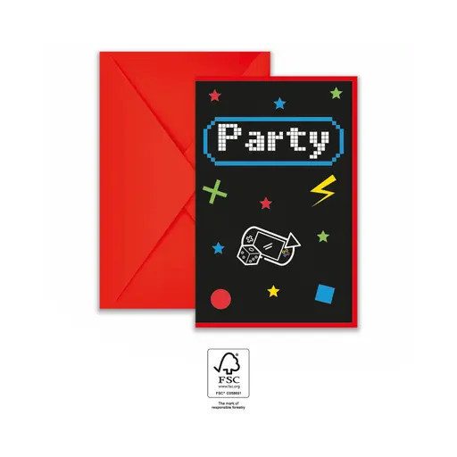 Gaming Party party meghívó 6 db-os FSC