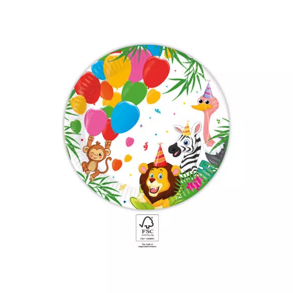 Dzsungel Balloons papírtányér 8 db-os 23 cm FSC Dzsungel Balloons papírtányér 8 db-os 23 cm FSC