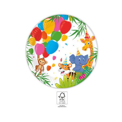 Dzsungel Balloons papírtányér 8 db-os 20 cm FSC
