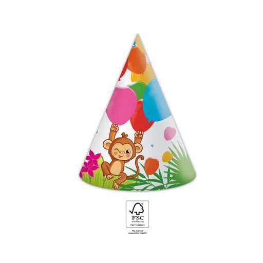 Dzsungel Balloons parti kalap, csákó 6 db-os FSC