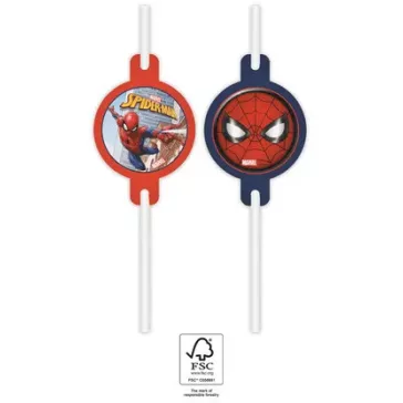   Pókember Crime Fighter papír szívószál, 4 db-os szett FSC