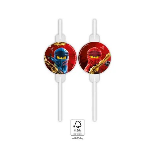 Lego Ninjago papír szívószál, 4 db-os szett FSC