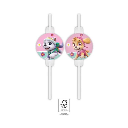 Mancs Őrjárat Skye and Everest papír szívószál, 4 db-os szett FSC