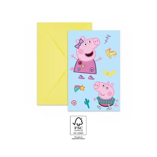 Peppa malac Messy Play party meghívó 6 db-os FSC