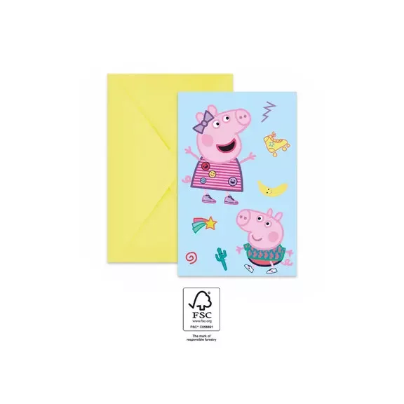Peppa malac Messy Play party meghívó 6 db-os FSC