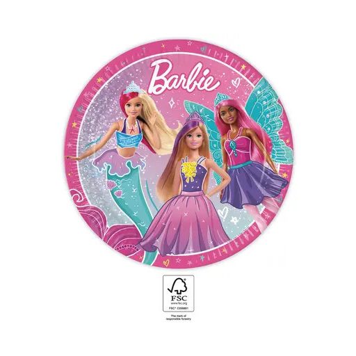 Barbie Fantasy papírtányér 8 db-os 23 cm FSC