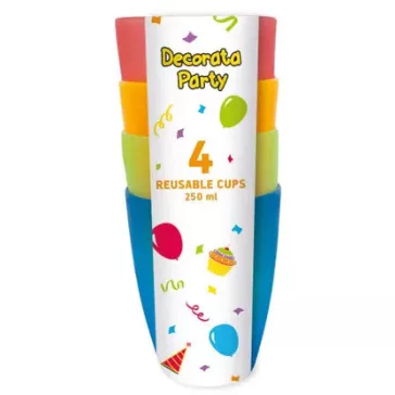 Színes Party műanyag pohár 4 db-os szett 250 ml