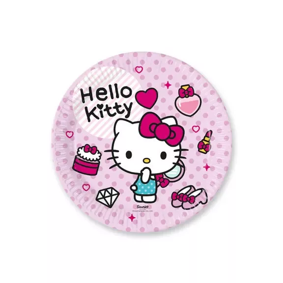 Hello Kitty Fashion papírtányér 8 db-os 23 cm FSC
