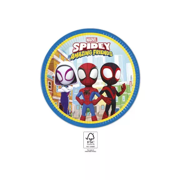 Pókember Spidey papírtányér 8 db-os 23 cm FSC