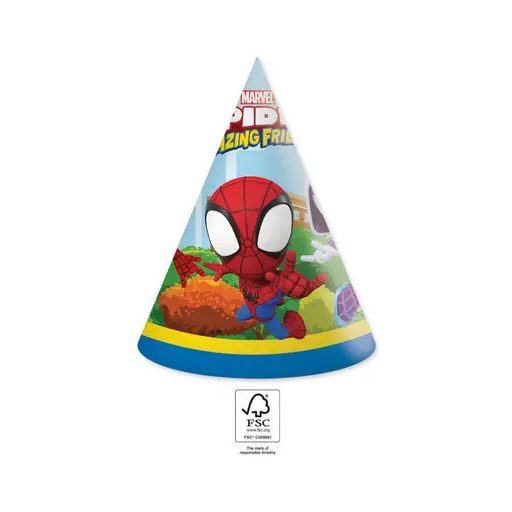 Pókember Spidey parti kalap, csákó 6 db-os FSC