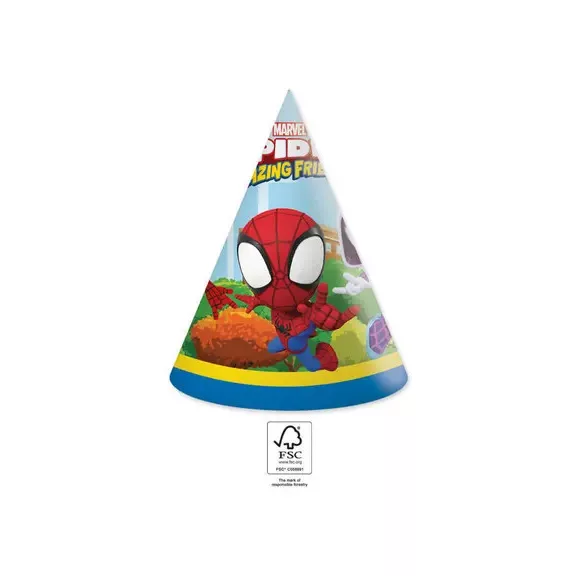 Pókember Spidey parti kalap, csákó 6 db-os FSC