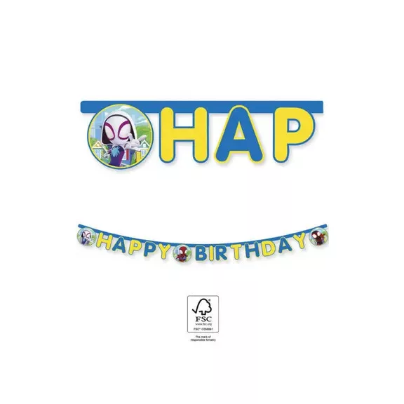 Pókember Spidey Happy Birthday felirat FSC 2 m Pókember Spidey Happy Birthday felirat FSC 2 m