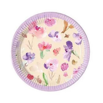 Virág Watercolor Flowers papírtányér 8 db-os 20 cm