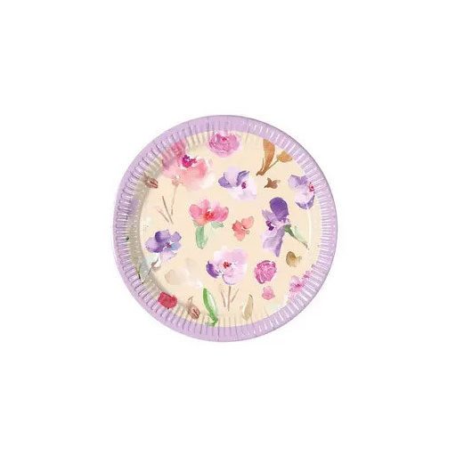 Virág Watercolor Flowers papírtányér 8 db-os 20 cm