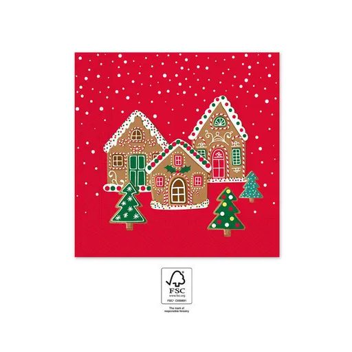 Karácsonyi Gingerhouses szalvéta 20 db-os 33x33 cm FSC