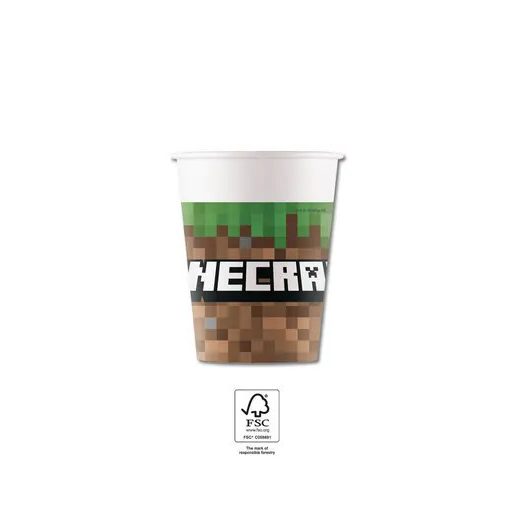 Minecraft Green papír pohár 8 db-os 200 ml FSC